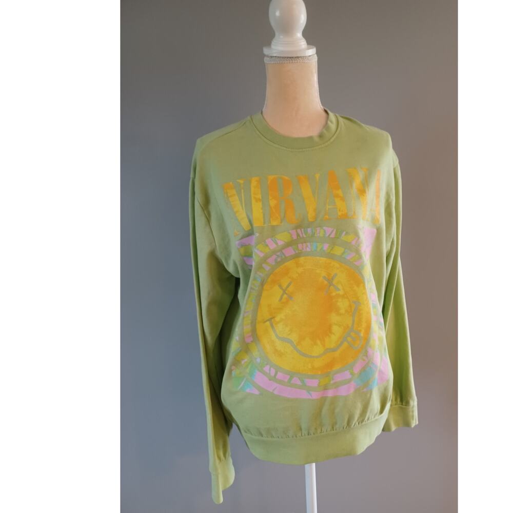 Nirvana Sweatshirt Tie Dye Graphic Green Large